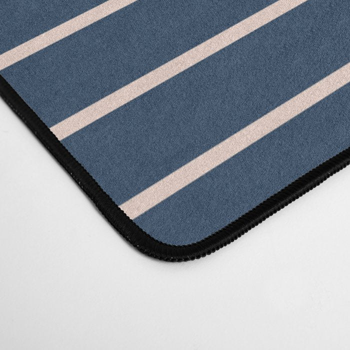 Geometric Lines in Navy and Orange (Rainbow and Moon Phases Abstract) Desk Mat Gallery Image 4