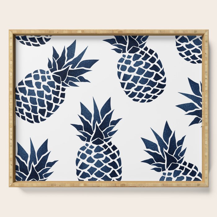 Pineapple Blue Denim Serving Tray Gallery Image 1