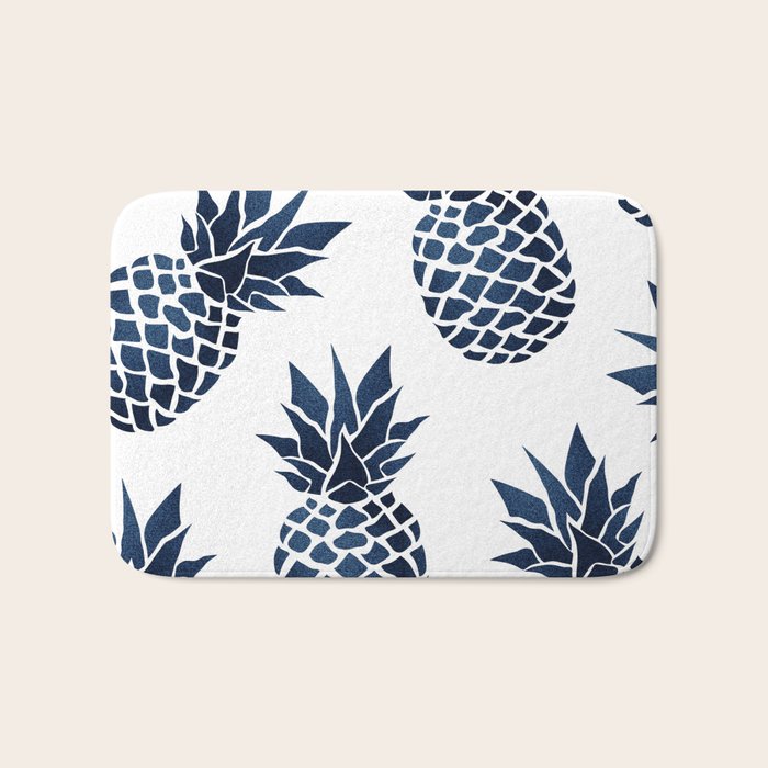 Pineapple Blue Denim Bath Mat Gallery Image 1