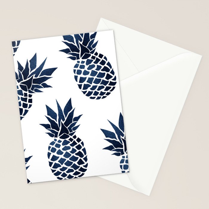 Pineapple Blue Denim Stationery Card Gallery Image 2