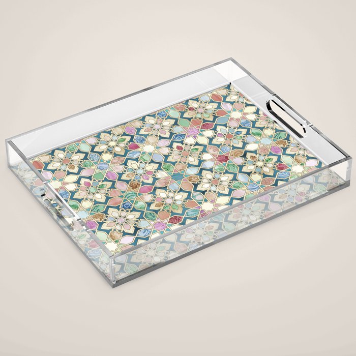Muted Moroccan Mosaic Tiles Acrylic Tray Gallery Image 1