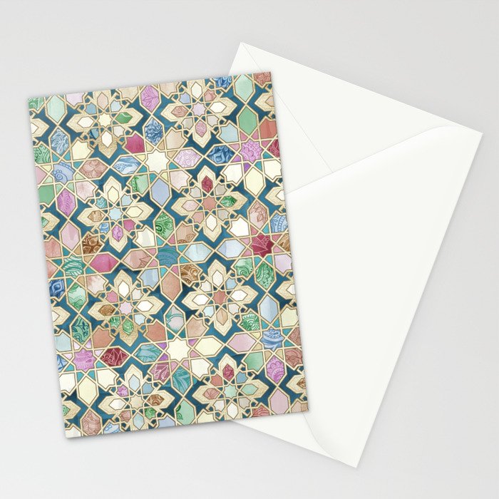 Muted Moroccan Mosaic Tiles Stationery Card Gallery Image 2