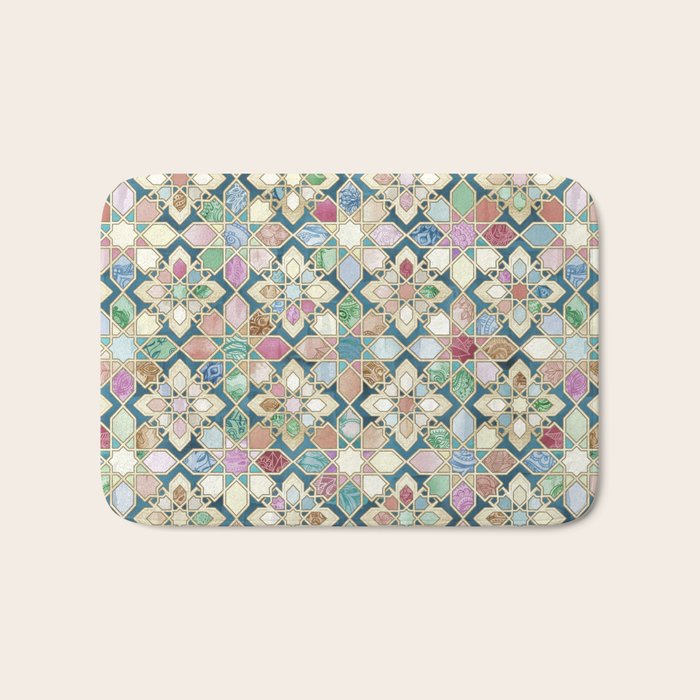 Muted Moroccan Mosaic Tiles Bath Mat Gallery Image 1