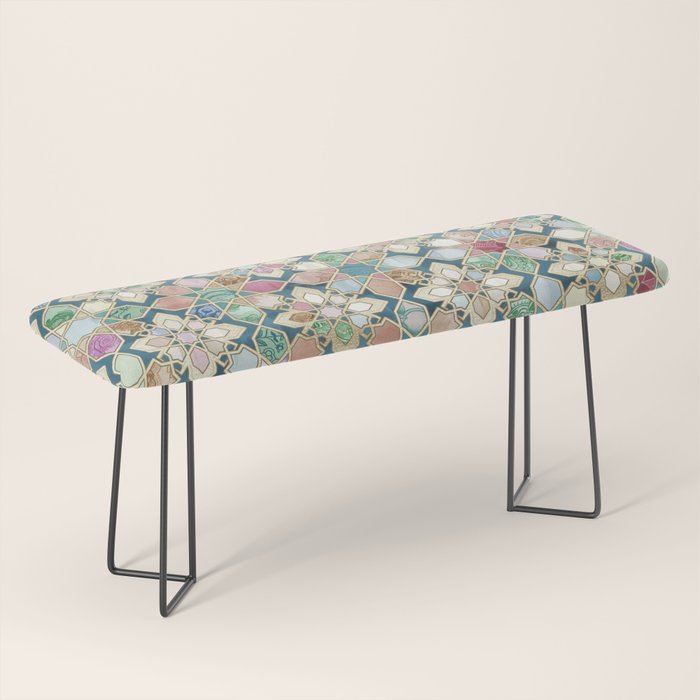 Muted Moroccan Mosaic Tiles Bench Gallery Image 1