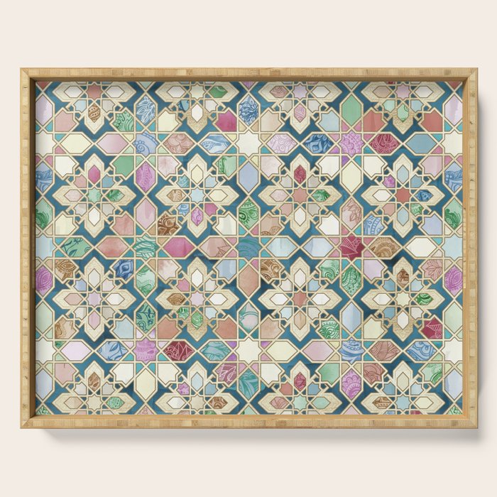Muted Moroccan Mosaic Tiles Serving Tray Gallery Image 1