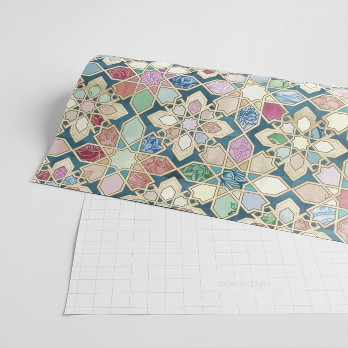 Muted Moroccan Mosaic Tiles Wrapping Paper Gallery Image 2