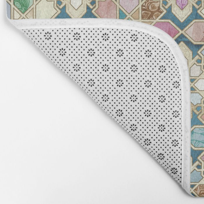 Muted Moroccan Mosaic Tiles Bath Mat Gallery Image 2
