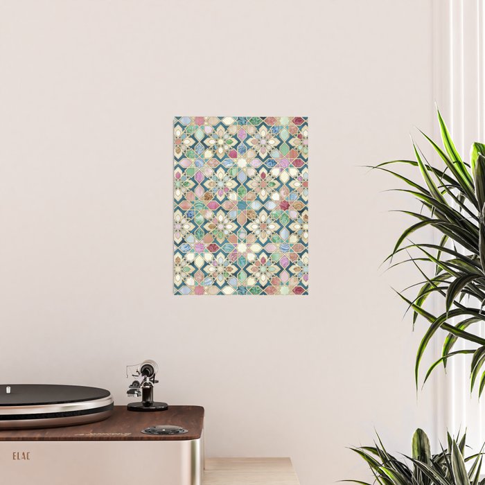 Muted Moroccan Mosaic Tiles Poster Gallery Image 2