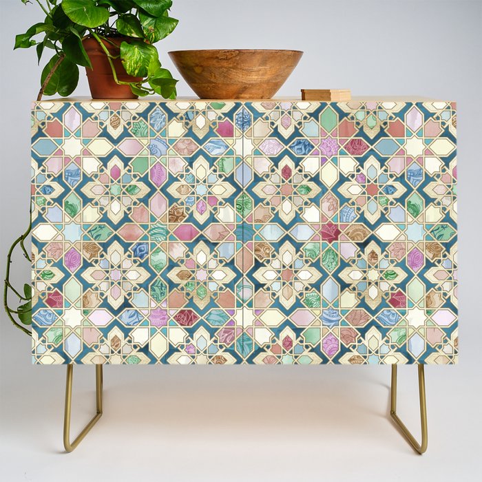 Muted Moroccan Mosaic Tiles Credenza Gallery Image 1