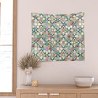 Muted Moroccan Mosaic Tiles Wall Tapestry Gallery Image 2