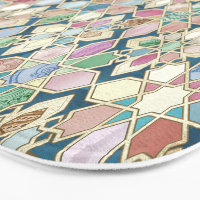 Muted Moroccan Mosaic Tiles Bath Mat Gallery Image 3