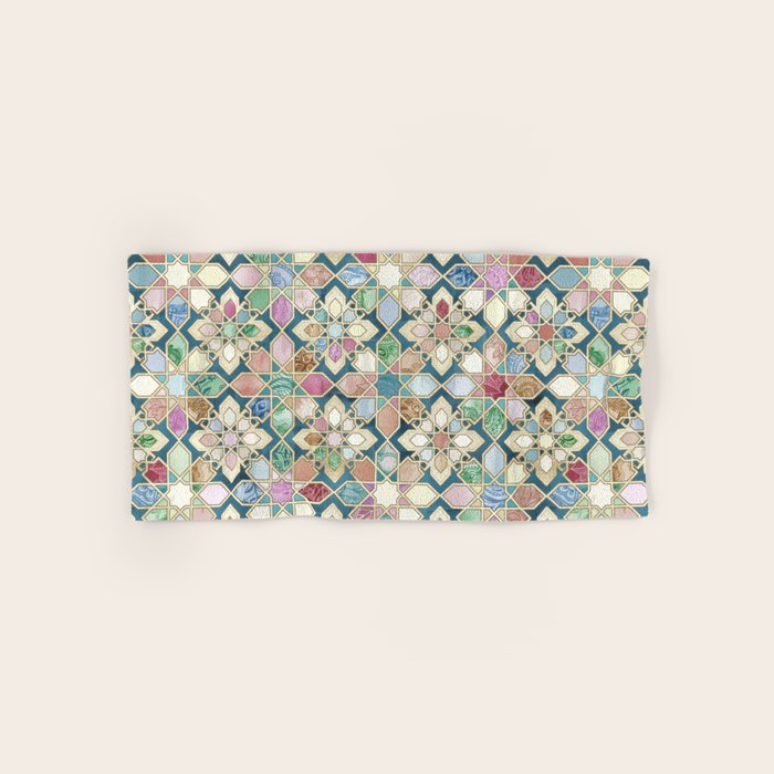Muted Moroccan Mosaic Tiles Bath Towel Gallery Image 1