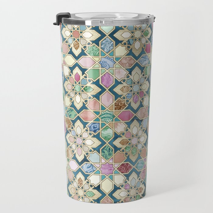 Muted Moroccan Mosaic Tiles Travel Mug Gallery Image 3