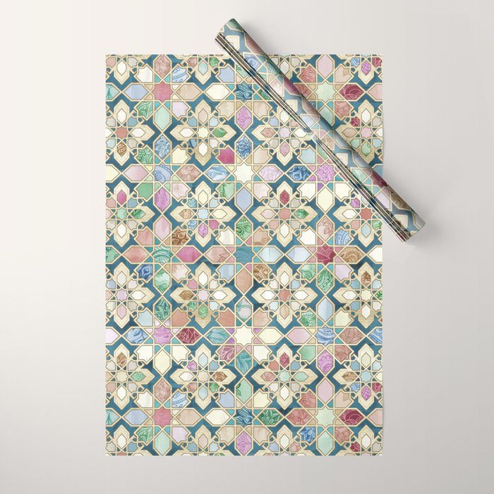 Muted Moroccan Mosaic Tiles Wrapping Paper Gallery Image 1