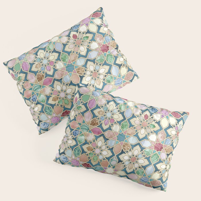 Muted Moroccan Mosaic Tiles Pillow Sham Gallery Image 1