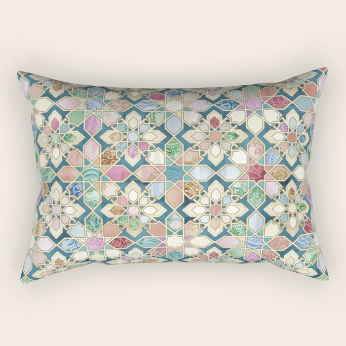 Muted Moroccan Mosaic Tiles Rectangular Pillow Gallery Image 2