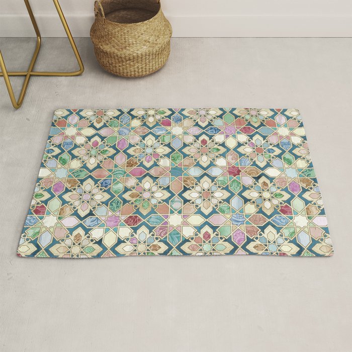 Muted Moroccan Mosaic Tiles Rug Gallery Image 1