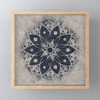 Mandala, Flower, Indigo Blue, Boho Art Mini Art Print Gallery Image 1