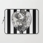 Striped Skeleton Love Couple Marriage Dance Laptop Sleeve Gallery Image 1