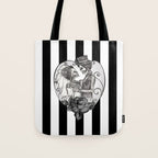 Striped Skeleton Love Couple Marriage Dance Tote Bag Gallery Image 1