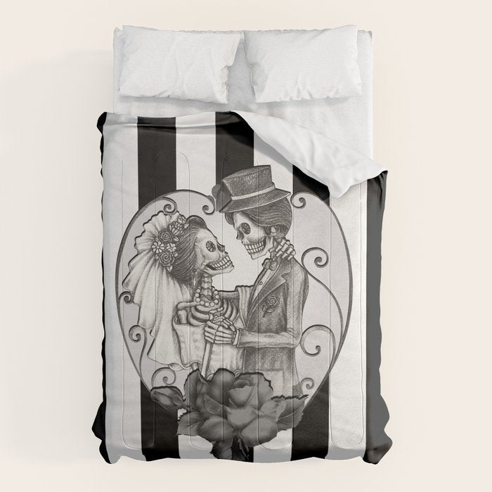 Striped Skeleton Love Couple Marriage Dance Comforter Gallery Image 6