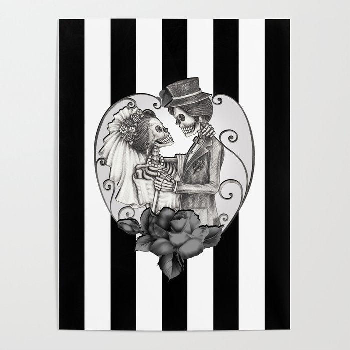 Striped Skeleton Love Couple Marriage Dance Poster Gallery Image 4