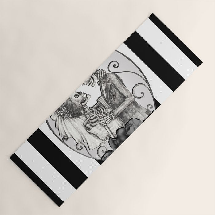 Striped Skeleton Love Couple Marriage Dance Yoga Mat Gallery Image 1