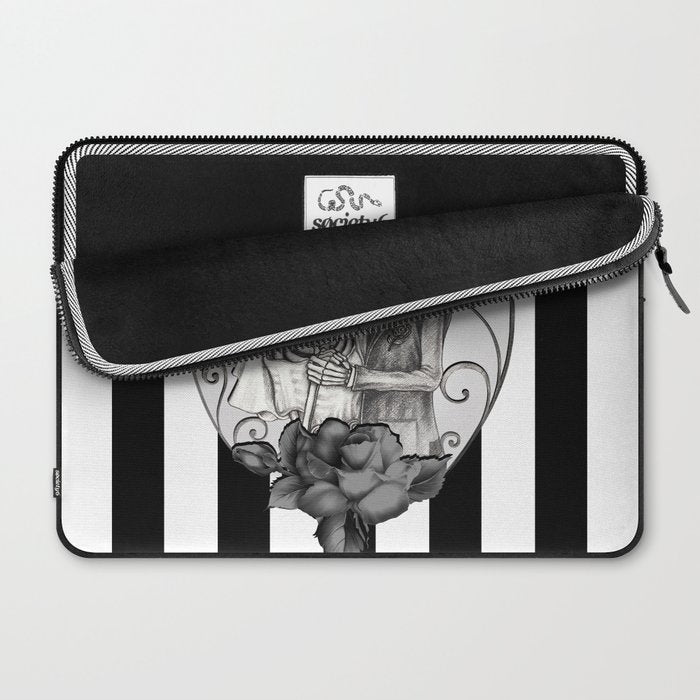 Striped Skeleton Love Couple Marriage Dance Laptop Sleeve Gallery Image 2