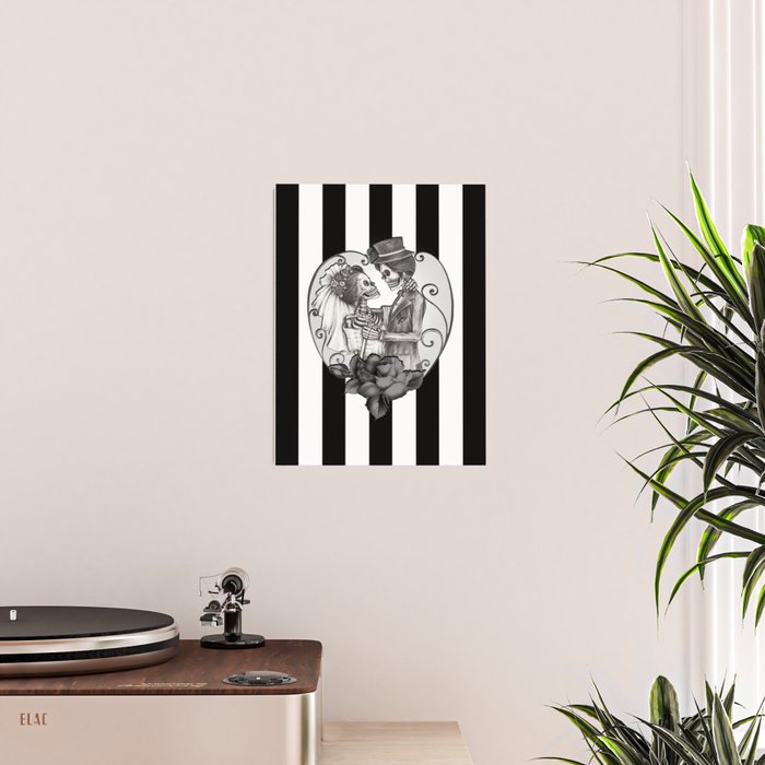 Striped Skeleton Love Couple Marriage Dance Poster Gallery Image 2
