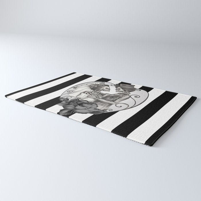 Striped Skeleton Love Couple Marriage Dance Rug Gallery Image 3