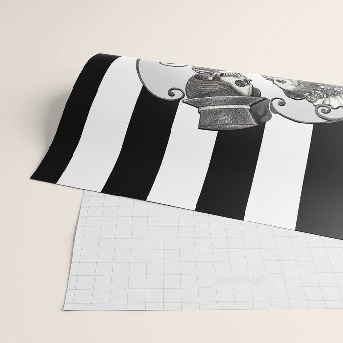 Striped Skeleton Love Couple Marriage Dance Wrapping Paper Gallery Image 2