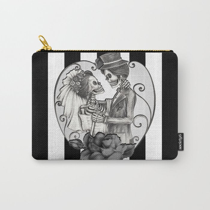 Striped Skeleton Love Couple Marriage Dance Carry All Pouch Gallery Image 1