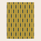Geometric Striped Geo Chain Vertical Pattern in Light Mustard Yellow and Navy Blue Poster Gallery Image 4