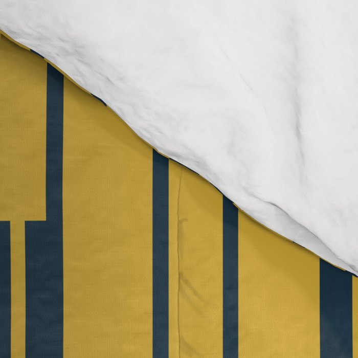 Geometric Striped Geo Chain Vertical Pattern in Light Mustard Yellow and Navy Blue Comforter Gallery Image 4