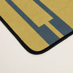 Geometric Striped Geo Chain Vertical Pattern in Light Mustard Yellow and Navy Blue Desk Mat Gallery Image 4