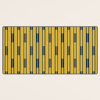 Geometric Striped Geo Chain Vertical Pattern in Light Mustard Yellow and Navy Blue Desk Mat Gallery Image 3