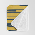 Geometric Striped Geo Chain Vertical Pattern in Light Mustard Yellow and Navy Blue Throw Blanket Gallery Image 3
