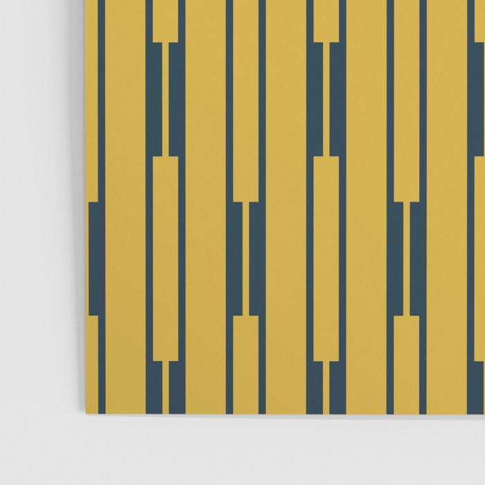 Geometric Striped Geo Chain Vertical Pattern in Light Mustard Yellow and Navy Blue Poster Gallery Image 3