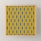 Geometric Striped Geo Chain Vertical Pattern in Light Mustard Yellow and Navy Blue Mini Art Print Gallery Image 1