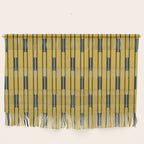 Geometric Striped Geo Chain Vertical Pattern in Light Mustard Yellow and Navy Blue Wall Hanging Gallery Image 1