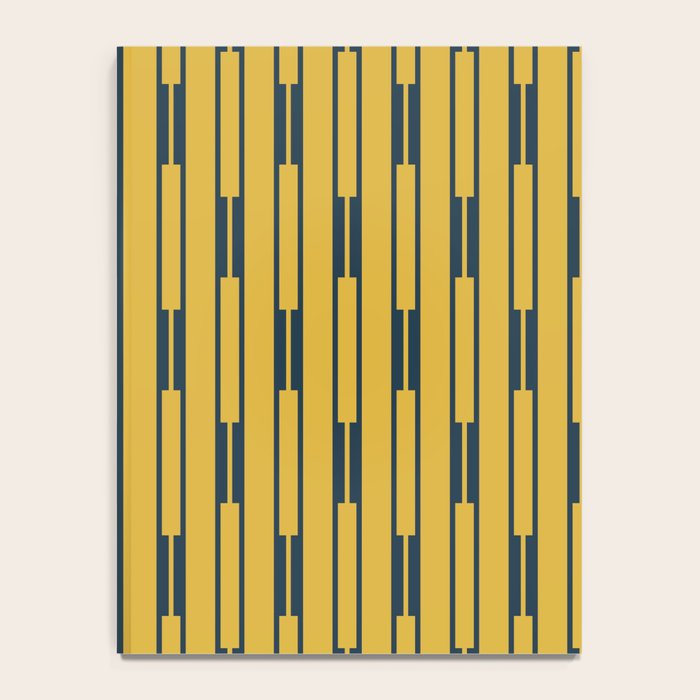 Geometric Striped Geo Chain Vertical Pattern in Light Mustard Yellow and Navy Blue Notebook Gallery Image 4