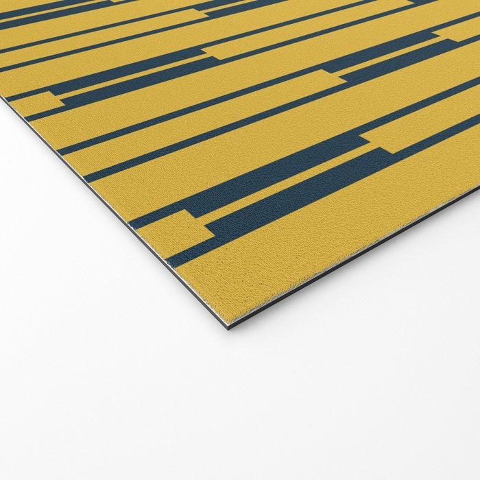 Geometric Striped Geo Chain Vertical Pattern in Light Mustard Yellow and Navy Blue Welcome Mat Gallery Image 2