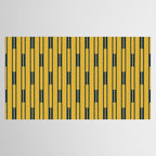 Geometric Striped Geo Chain Vertical Pattern in Light Mustard Yellow and Navy Blue Tablecloth Gallery Image 2