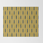 Geometric Striped Geo Chain Vertical Pattern in Light Mustard Yellow and Navy Blue Throw Blanket Gallery Image 2