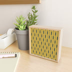 Geometric Striped Geo Chain Vertical Pattern in Light Mustard Yellow and Navy Blue Mini Art Print Gallery Image 2