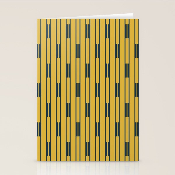 Geometric Striped Geo Chain Vertical Pattern in Light Mustard Yellow and Navy Blue Stationery Card Gallery Image 1
