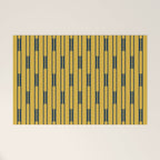 Geometric Striped Geo Chain Vertical Pattern in Light Mustard Yellow and Navy Blue Welcome Mat Gallery Image 1