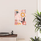 Large Pastel Floral Pattern Orange Pink White Black Gold Meadow Poster Gallery Image 2