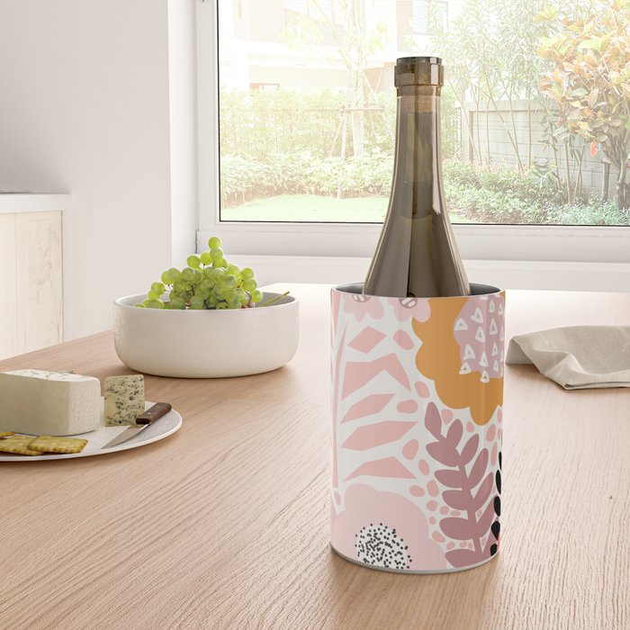 Large Pastel Floral Pattern Orange Pink White Black Gold Meadow Wine Chiller Gallery Image 4