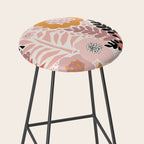 Large Pastel Floral Pattern Orange Pink White Black Gold Meadow Stool Gallery Image 2